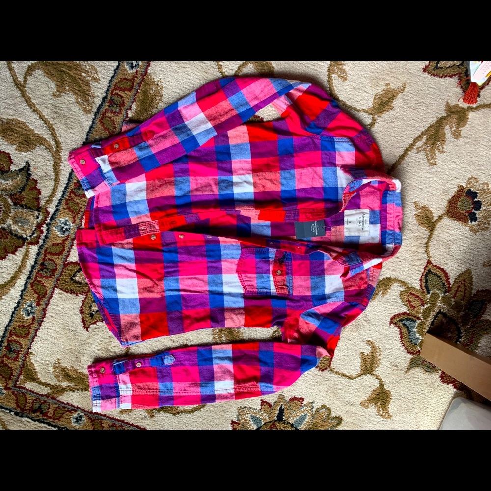 A&F xs plaid button down